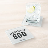 神に捧げるカスタマイズ可能カッコいいな黒い文字 ガラスコースター (アングル)