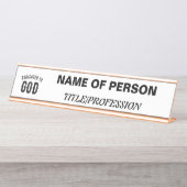 神に捧げるカスタマイズ可能カッコいいな黒い文字 デスクネームプレート (正面)