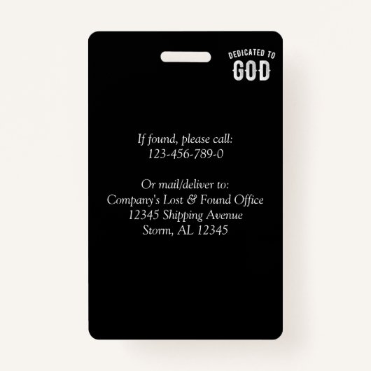 神に捧げカスタマイズ可能な白カッコいい文字 バッジ (裏面)