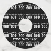 神に捧げカスタマイズ可能な白カッコいい文字 ワイングラスタグ (裏面)