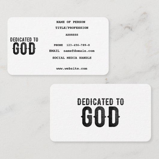 神に捧げカスタマイズ可能な黒カッコいい文字 コーリングカード (正面/裏面)