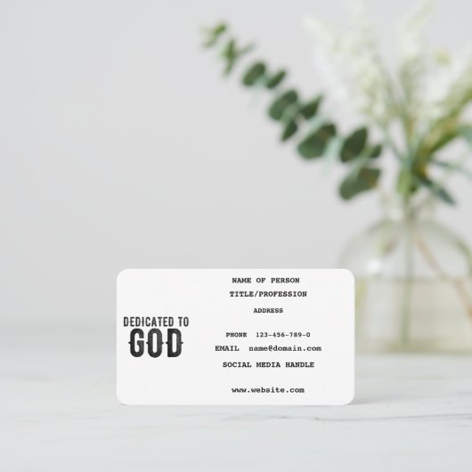 神に捧げカスタマイズ可能な黒カッコいい文字 コーリングカード (スタンド正面)