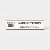 神に捧げカスタマイズ可能な黒カッコいい文字 デスクネームプレート (正面)