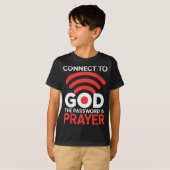 神に接続 パスワードは祈り Wi-Fi 宗教ジョーク Tシャツ (正面フル)