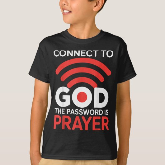 神に接続 パスワードは祈り Wi-Fi 宗教ジョーク Tシャツ (正面)