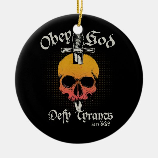 神に服従し暴君を裏切る行為5 29信仰スカル セラミックオーナメント (正面)