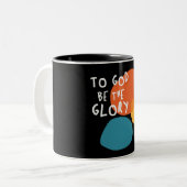 神に栄光あれ – キリスト教の引用文 ツートーンマグカップ (正面左)
