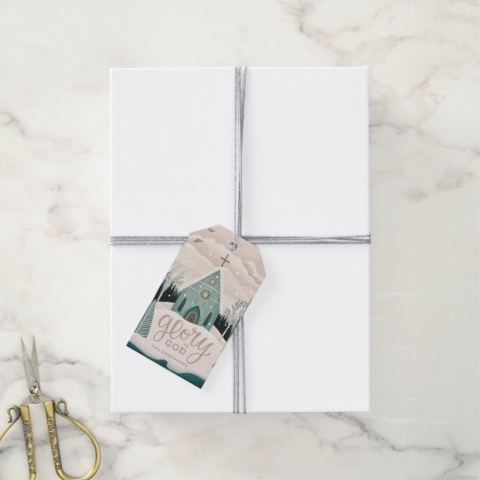 神に栄光あれ | クリスマスの宗教的な祝日 教会 ギフトタグ (より糸付き)