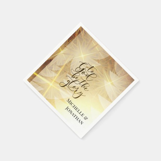 神に栄光のクリスマスツリーの星になる金ゴールド スタンダードカクテルナプキン (角)