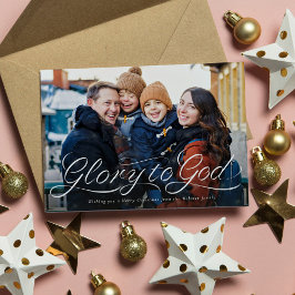 神に栄光を宗教的な写真のクリスマス シーズンカード