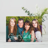 神に栄光を。クリスマスの宗教的な写真入りグリーティングカード シーズンカード (スタンド正面)