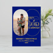 神に栄光を。クリスマスシーズンにぴったりな、モダンでエレガントなクリスチャンのグリーティングカード 箔シーズンカード (立ち正面)