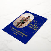 神に栄光を。クリスマスシーズンにぴったりな、モダンでエレガントなクリスチャンのグリーティングカード 箔シーズンカード (回転した状態)