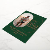 神に栄光を。クリスマスシーズンにぴったりな、モダンでエレガントなクリスチャンのグリーティングカード 箔シーズンカード (回転した状態)