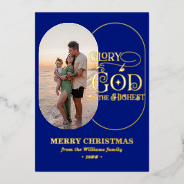 神に栄光を。クリスマスシーズンにぴったりな、モダンでエレガントなクリスチャン向けグリーティングカード 箔シーズンカード