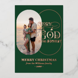 神に栄光を。クリスマスシーズンにぴったりな、モダンでエレガントなクリスチャン向けグリーティングカード 箔シーズンカード