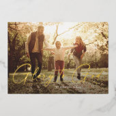 神に栄光を。モダンなクリスマスの宗教的な写真 箔シーズンカード (正面)