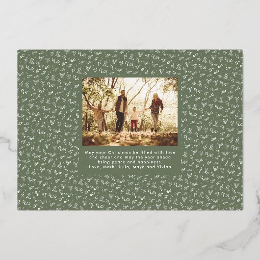 神に栄光を。モダンなクリスマスの宗教的な写真 箔シーズンカード (裏面)