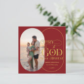 神に栄光を。 宗教的な2枚の写真のスクリプトキリスト教 シーズンカード (スタンド正面)