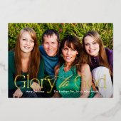 神に栄光を 実物箔の宗教的クリスマスカード 箔シーズンカード (正面)