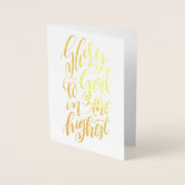 神に栄光を 手書きのクリスマスメッセージ 箔カード (正面)