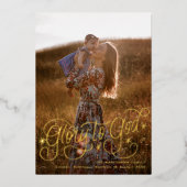 神に栄光を 手書きフォントの写真 箔シーズンカード (正面)