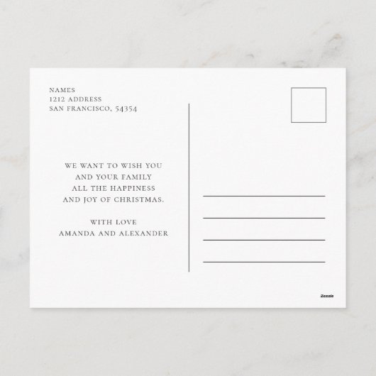 神に栄光を。海軍と緑の植物性のクリスマス シーズンポストカード (裏面)