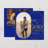 神に栄光を。青いキリスト教の写真スクリプト シーズンカード (正面/裏面)