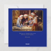 神に栄光を。青いクリスマスカードの写真スクリプト シーズンカード (裏面)