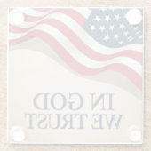 神に私たちはアメリカ国旗のガラスのコースターを信頼する ガラスコースター (裏面)