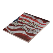 神に私たちはバーンドボ素朴ードアメリカ国旗を信頼する タイル (側面)