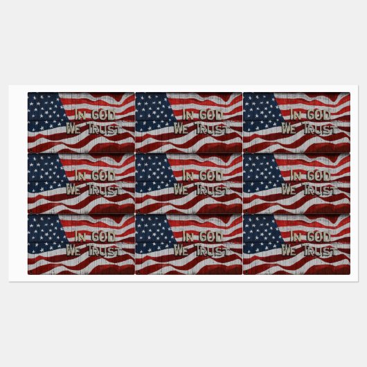 神に私たちはバーンドボ素朴ードアメリカ国旗を信頼する ラベル (シート)
