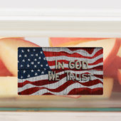 神に私たちはバーンドボ素朴ードアメリカ国旗を信頼する ラベル (貼付)