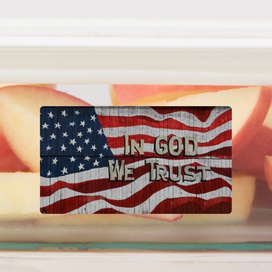 神に私たちはバーンドボ素朴ードアメリカ国旗を信頼する ラベル (貼付)