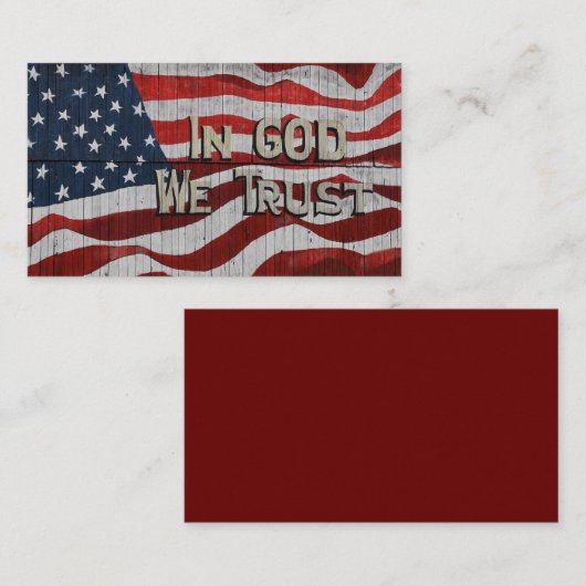 神に私たちはバーンドボ素朴ードアメリカ国旗を信頼する 名刺 (正面/裏面)