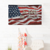 神に私たちはバーンドボ素朴ードアメリカ国旗を信頼する 横断幕 (インサイチュ)