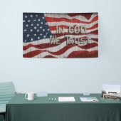 神に私たちはバーンドボ素朴ードアメリカ国旗を信頼する 横断幕 (トレードショー)