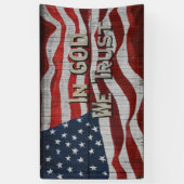 神に私たちはバーンドボ素朴ードアメリカ国旗を信頼する 横断幕 (縦)