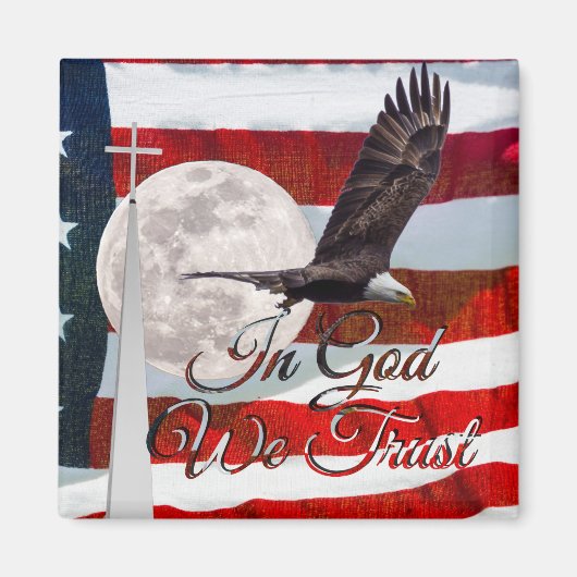 神に私たちは四角い磁石を信頼する マグネット (正面)