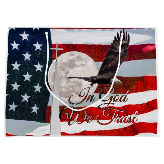 神に私たちは大きな抱き枕を信頼 ラージペーパーバッグ (正面)