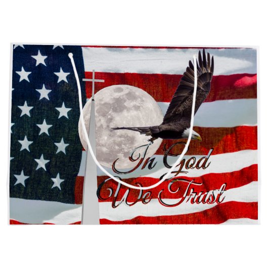 神に私たちは大きな抱き枕を信頼 ラージペーパーバッグ (裏面)