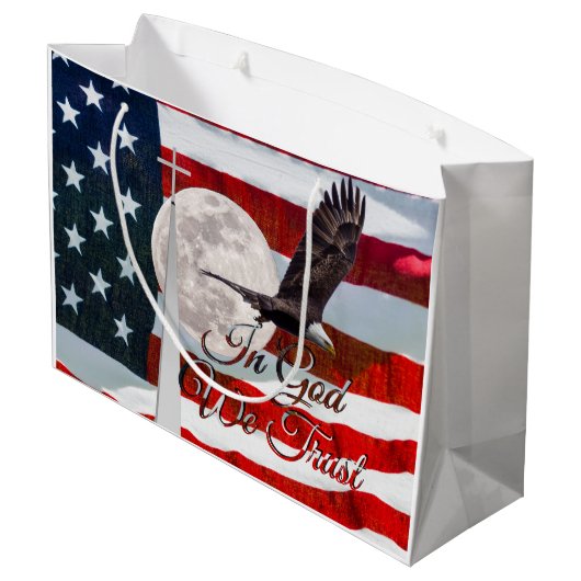 神に私たちは大きな抱き枕を信頼 ラージペーパーバッグ (裏面アングル)