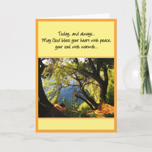 神のご加護を祈るハート...誕生日 カード (正面)