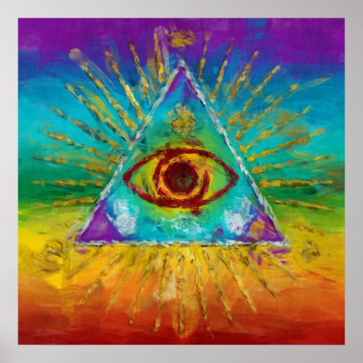 神のすべての目を見る – 抽象芸術の歪曲の芸術 ポスター (正面)