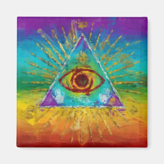 神のすべての目を見る – 抽象芸術の歪曲の芸術 マグネット (正面)