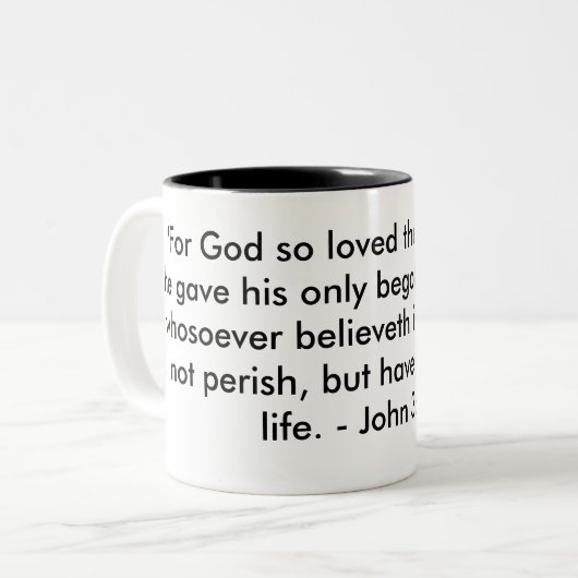 "神のためにそう世界を、彼が彼のoを…与えたそれ愛しました ツートーンマグカップ (正面左)