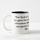 "神のためにそう世界を、彼が彼のoを…与えたそれ愛しました ツートーンマグカップ (左)