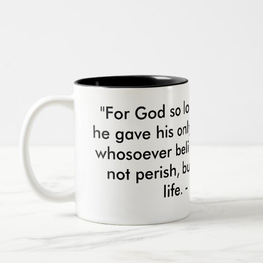 "神のためにそう世界を、彼が彼のoを…与えたそれ愛しました ツートーンマグカップ (左)