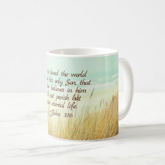 神のためのジョンの3:16はそう世界、聖書の詩を愛しました コーヒーマグカップ (正面右)