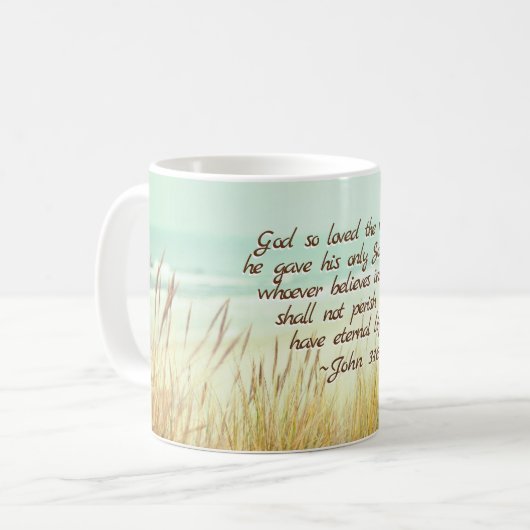 神のためのジョンの3:16はそう世界、聖書の詩を愛しました コーヒーマグカップ (正面左)